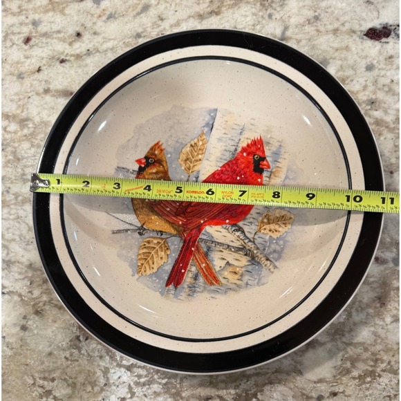Folk Craft Other - Folk Craft Stoneware Cardinal Pasta Bowl 10.5 Inch Scotty Z Winter Bird Plate